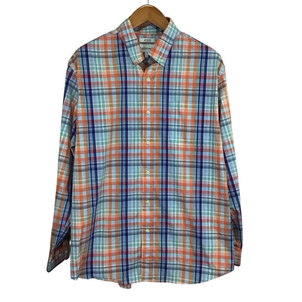 Saddlebred Comfort Flex Multicolor‎ Plaid Button Down Shirt XL